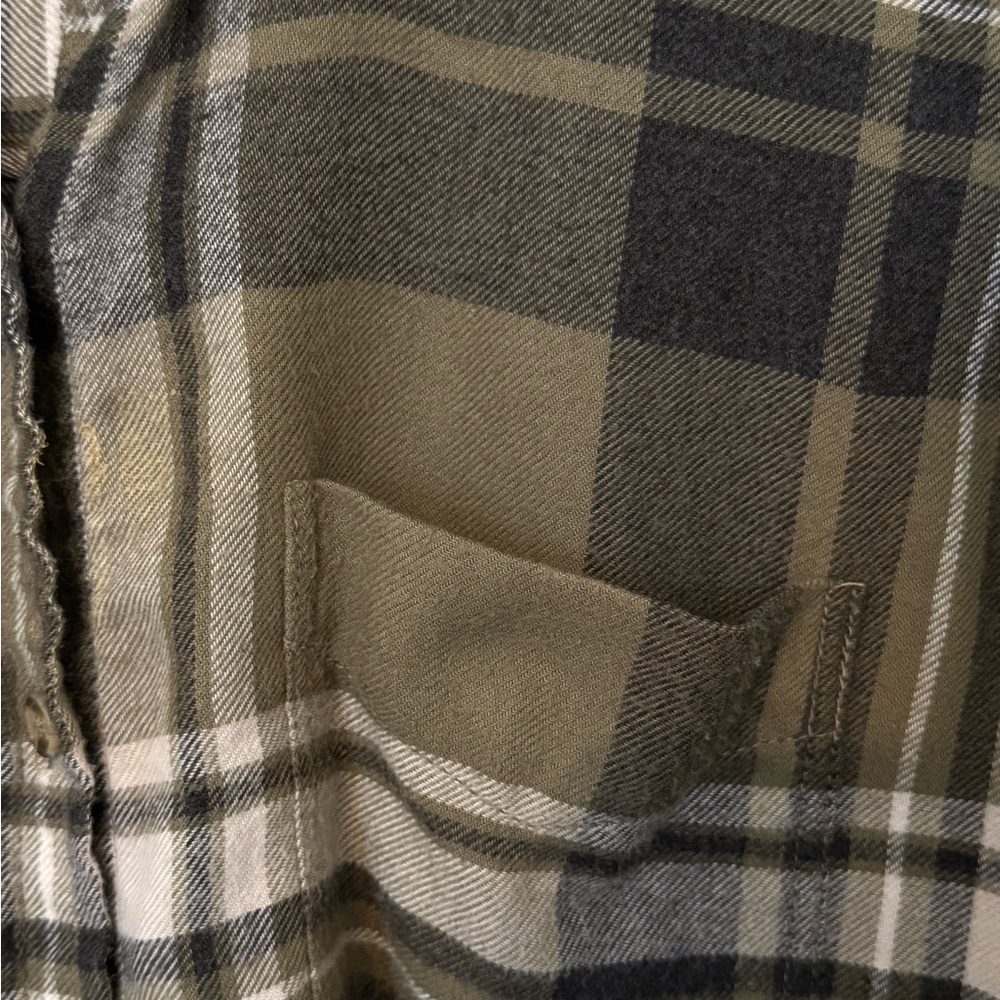 American Eagle Outfitters Olive and Black Plaid Shirt - Picture 2 of 4
